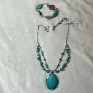Beautiful turquoise necklace. New with tags bracelet us free with this purchase